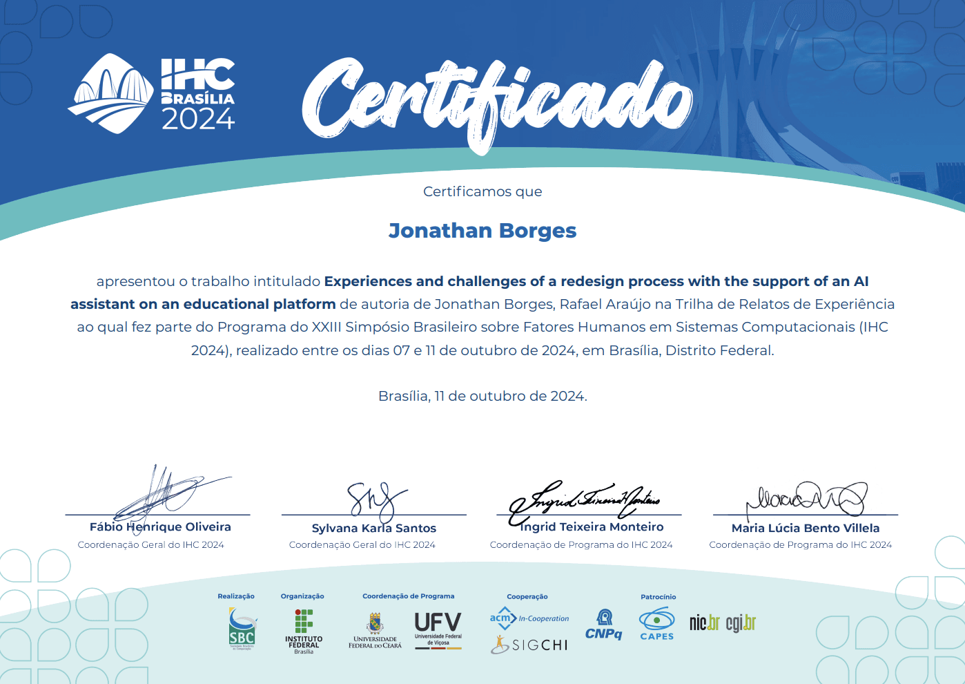 Certificado de Apresentação