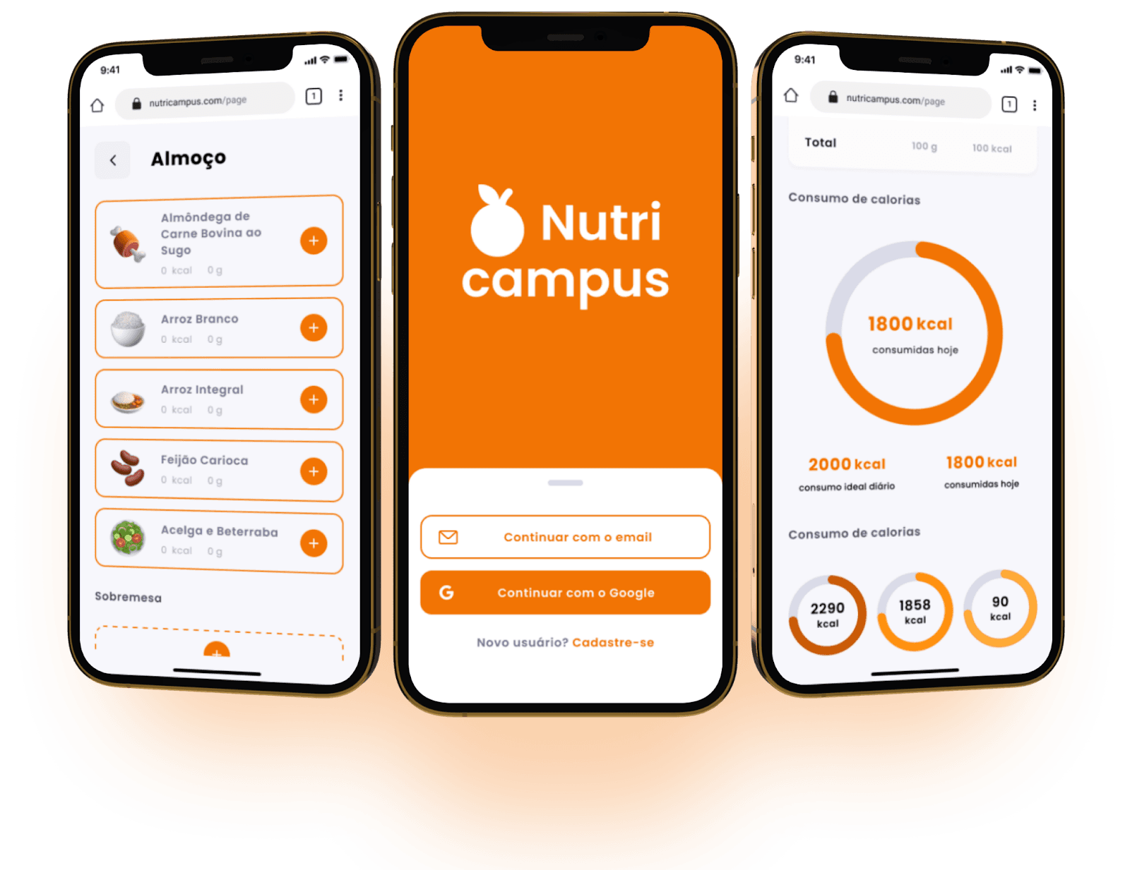Interface mobile do NutriCampus.